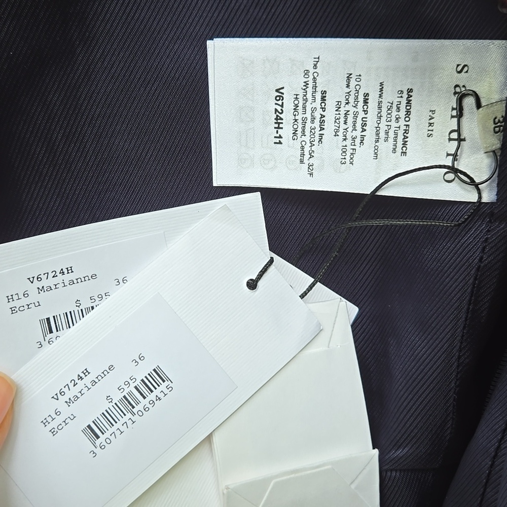 SANDRO Marianne Wool-blend Tweed Jacket Size 36 NWT - Picture 8 of 10